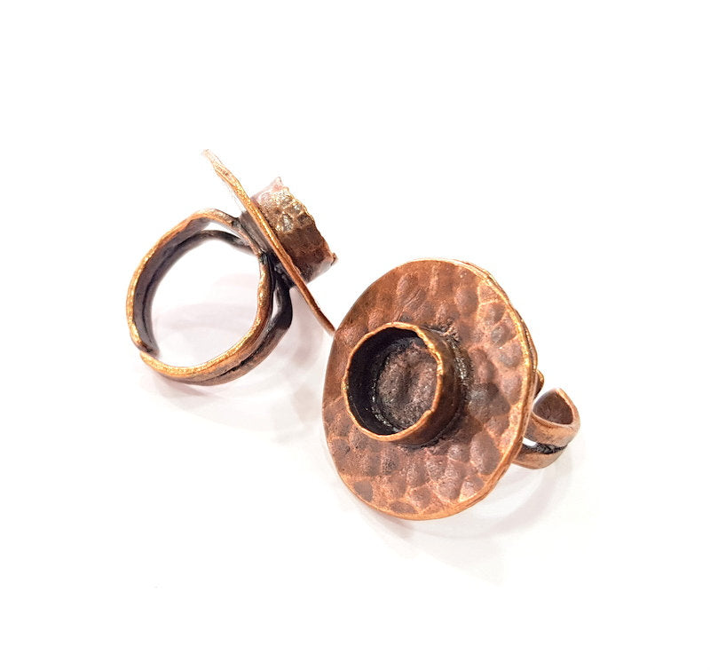 Copper Ring Settings inlay Ring Blank Mosaic Ring Bezel Base Cabochon Mountings ( 10 mm blank) Antique Copper Plated Brass G13497