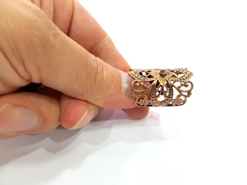 Copper Ring Settings inlay Ring Blank Mosaic Ring Bezel Base Cabochon Mountings ( 3 mm blank) Antique Copper Plated Brass G13502
