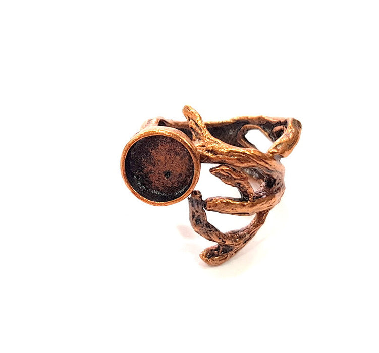 Copper Ring Settings inlay Ring Blank Mosaic Ring Bezel Base Cabochon Mountings ( 10 mm blank) Antique Copper Plated Brass G13505