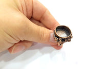 Copper Ring Settings inlay Ring Blank Mosaic Ring Bezel Base Cabochon Mountings ( 20 mm blank) Antique Copper Plated Brass G13508