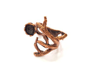 Copper Ring Settings inlay Ring Blank Mosaic Ring Bezel Base Cabochon Mountings ( 8 mm blank) Antique Copper Plated Brass G13510