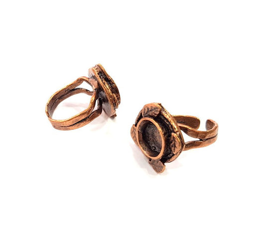 Copper Ring Settings inlay Ring Blank Mosaic Ring Bezel Base Cabochon Mountings ( 10 mm blank) Antique Copper Plated Brass G13515