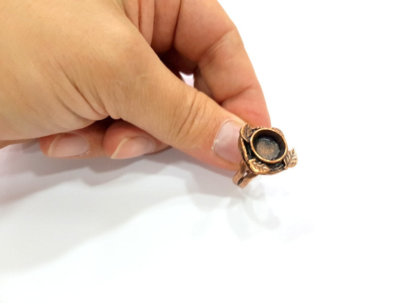 Copper Ring Settings inlay Ring Blank Mosaic Ring Bezel Base Cabochon Mountings ( 10 mm blank) Antique Copper Plated Brass G13515