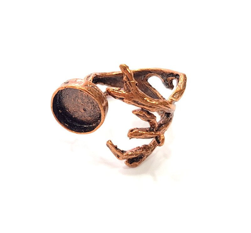 Copper Ring Settings inlay Ring Blank Mosaic Ring Bezel Base Cabochon Mountings ( 12 mm blank) Antique Copper Plated Brass G13516