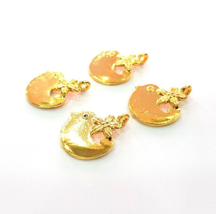 4 Bird Charm Gold Plated Charm Gold Plated Metal (19x16mm)  G12202