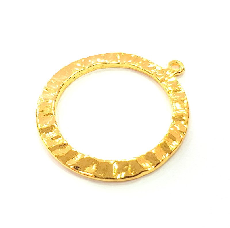 2 Circle Charm Gold Plated Charm Gold Plated Metal (34mm)  G12204