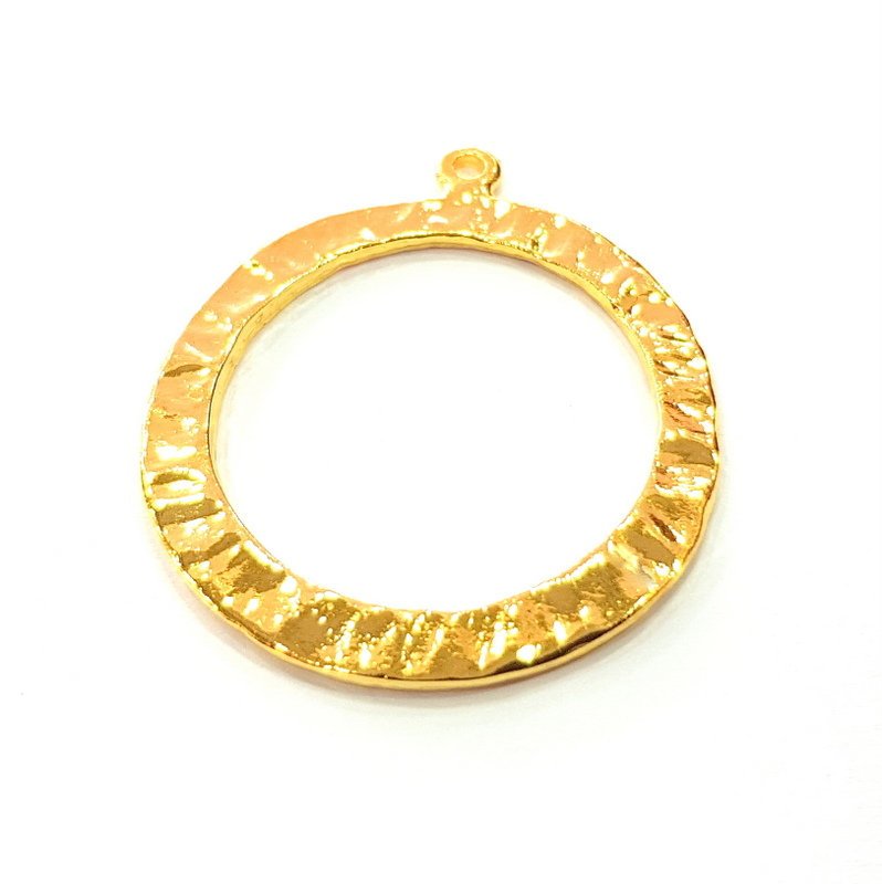 2 Circle Charm Gold Plated Charm Gold Plated Metal (34mm)  G12204