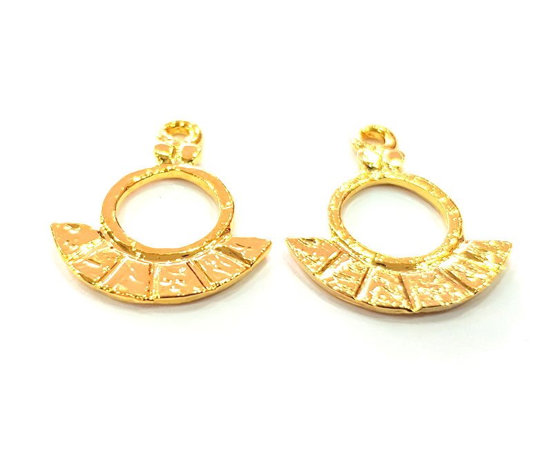 4 Gold Charm Gold Plated Charm Gold Plated Metal (25x20mm)  G12206