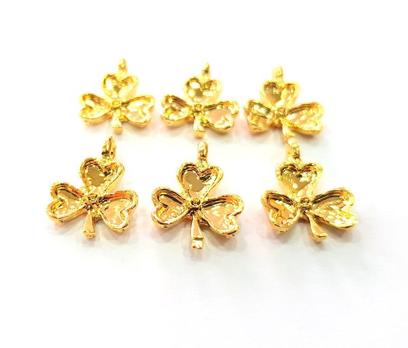 6 Clover Charm 24k Gold Charm(16x12mm)  G12207