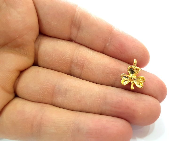 6 Clover Charm 24k Gold Charm(16x12mm)  G12207