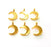 6 Moon Charm Crescent Charm Shiny Gold Plated Charm Gold Plated Metal (15x10mm)  G12210