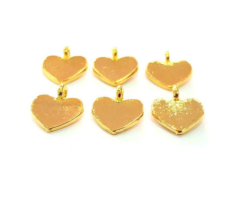 6 Heart Charm Gold Plated Charm Gold Plated Metal (14x12mm)  G12211