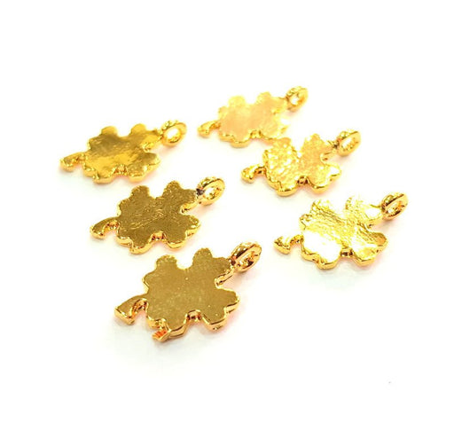 6 Clover Charm Gold Plated Charm Gold Plated Metal (17x11mm)  G12212