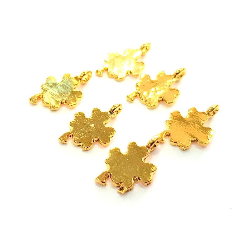 6 Clover Charm Gold Plated Charm Gold Plated Metal (17x11mm)  G12212
