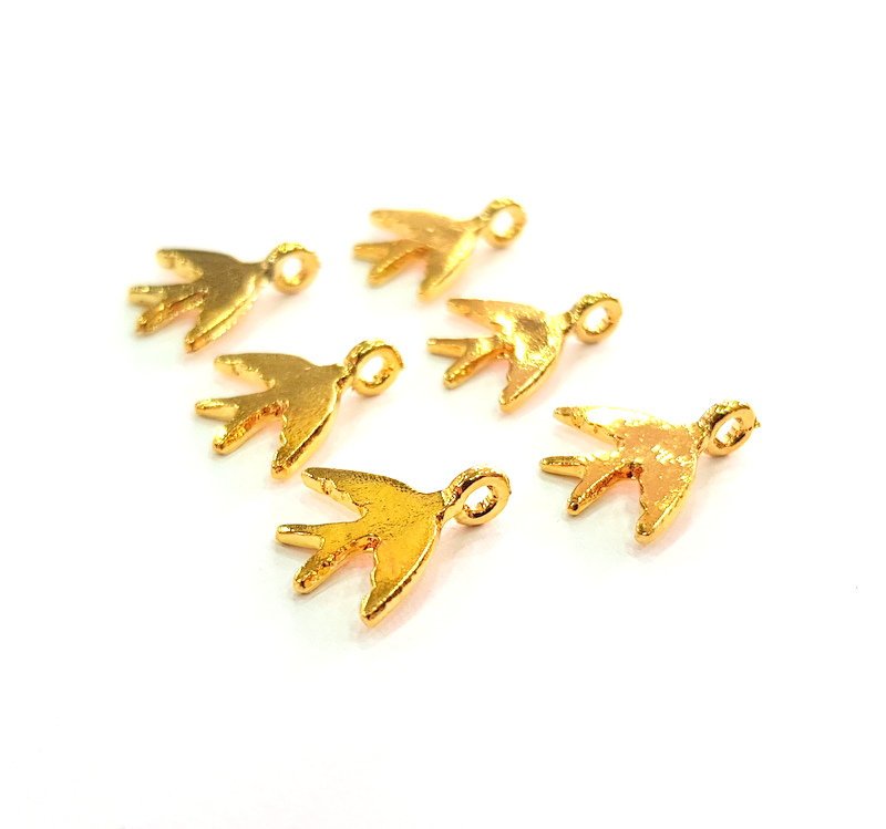 6 Swallow Charm Gold Plated Charm Gold Plated Metal (15x14mm)  G12213