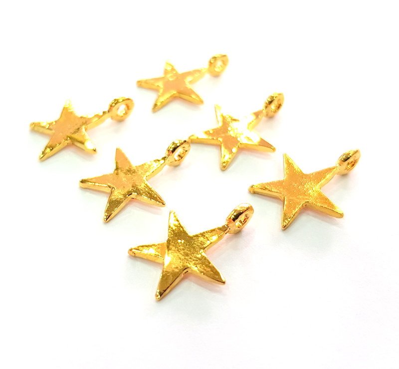 6 Star Charm Gold Plated Charm Gold Plated Metal (16x12mm)  G12214