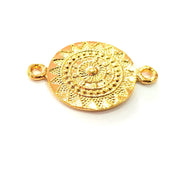 2 Patterned Connector Charms 24k Shiny Gold Charm (30x20mm)  G12216