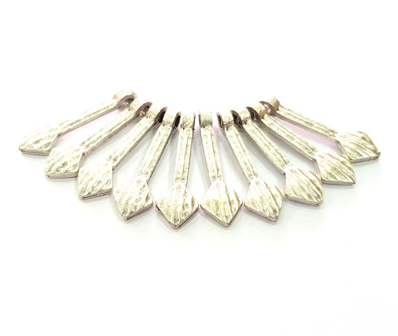 10 Silver Charms Antique Silver Plated Metal (30x9mm) G12217