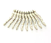 10 Silver Charms Antique Silver Plated Metal (30x5mm) G12218