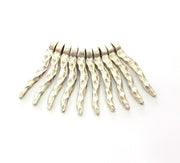 10 Silver Charms Antique Silver Plated Metal (30x5mm) G12218