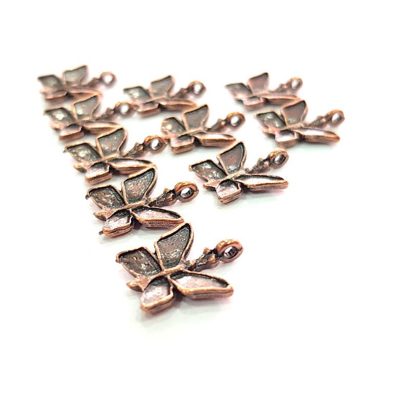 10 Butterfly Charm Antique Copper Charm Antique Copper Plated Metal (17x14mm) G12221