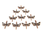 10 Dragonfly Charm Antique Copper Charm Antique Copper Plated Metal (19x18mm) G12222