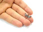 10 Dragonfly Charm Antique Copper Charm Antique Copper Plated Metal (19x18mm) G12222