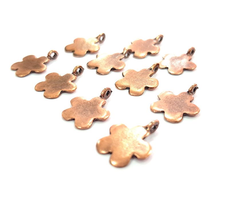 10 Flower Charm Antique Copper Charm (13mm) G12225