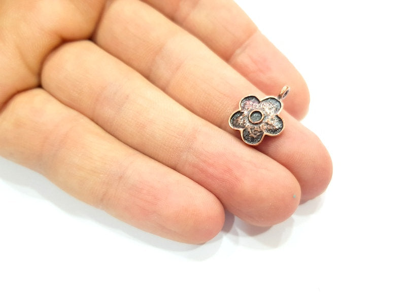 10 Flower Charm Antique Copper Charm Antique Copper Plated Metal (13mm) G12226