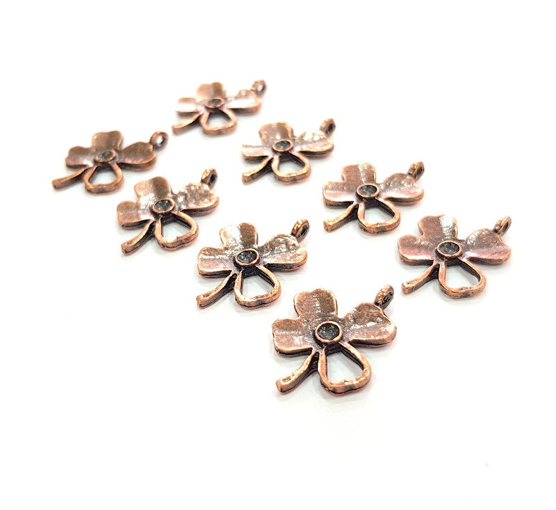 8 Clover Charm Antique Copper Charm Antique Copper Plated Metal (24x16mm) G12227
