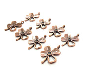 8 Clover Charm Antique Copper Charm Antique Copper Plated Metal (24x16mm) G12227