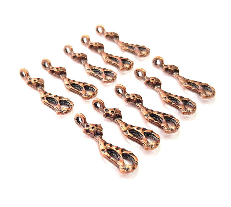 10 Cat Charm Antique Copper Charm Antique Copper Plated Metal (23x6mm) G12232