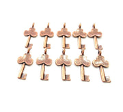 10 Key Charm Antique Copper Charm Antique Copper Plated Metal (22x9mm) G12229