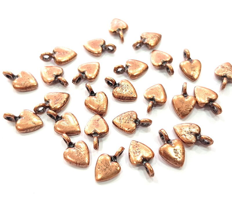 20 Heart Charm Antique Copper Charm Antique Copper Plated Metal (11x6mm) G12230