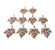 10 Leaf Charm Antique Copper Charm Antique Copper Plated Metal (25x17mm) G12231