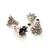 2 Silver Cone Findings Antique Silver Plated Brass  ( 14x13 mm)  G13528