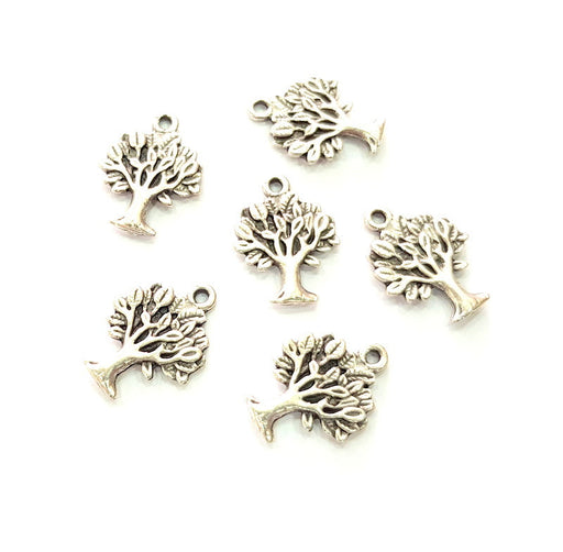 8 Tree Charm Silver Charms Antique Silver Plated Metal (22x16mm) G13537
