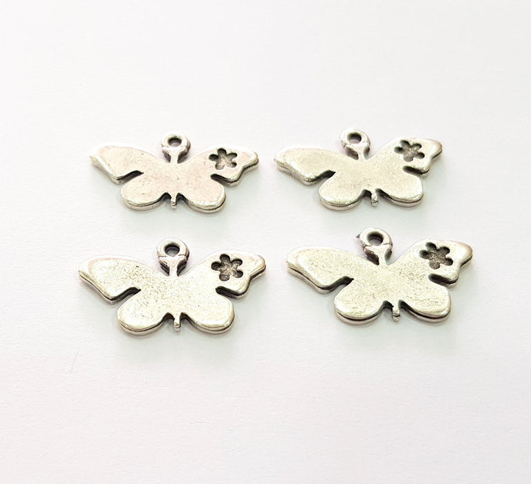 5 Butterfly Charm Silver Charms Antique Silver Plated Metal (25x15mm) G13540