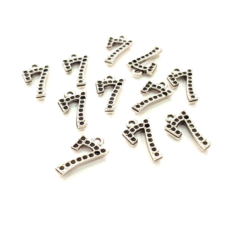10 Silver Charms Antique Silver Plated Metal (17x10mm) G13543