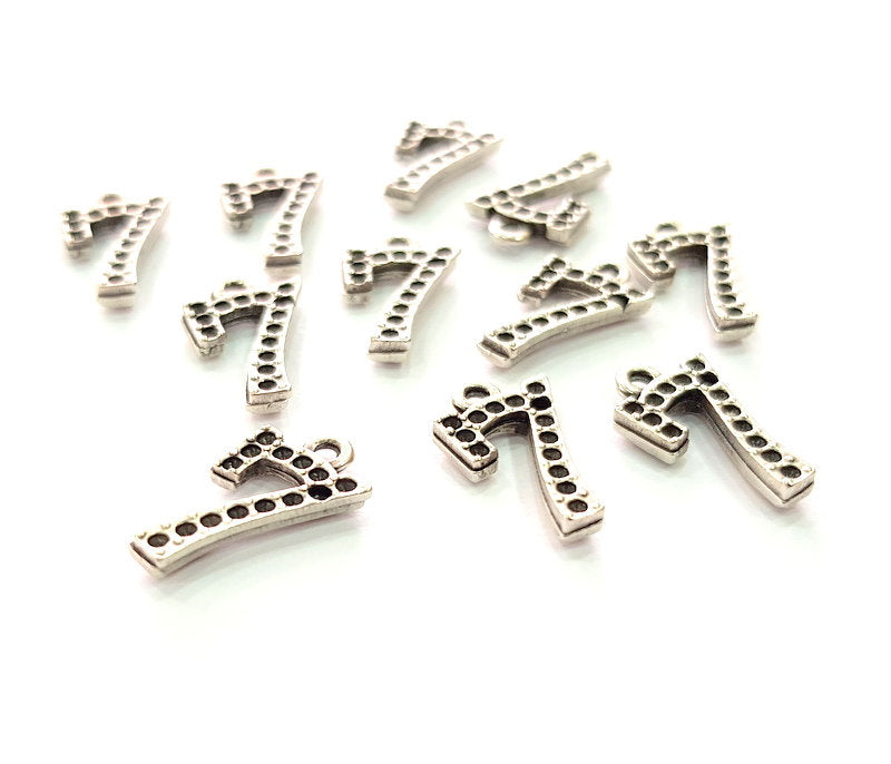 10 Silver Charms Antique Silver Plated Metal (17x10mm) G13543