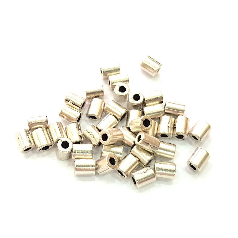 20 Silver Tube Beads Antique Silver Plated Beads 6x5mm  G13551