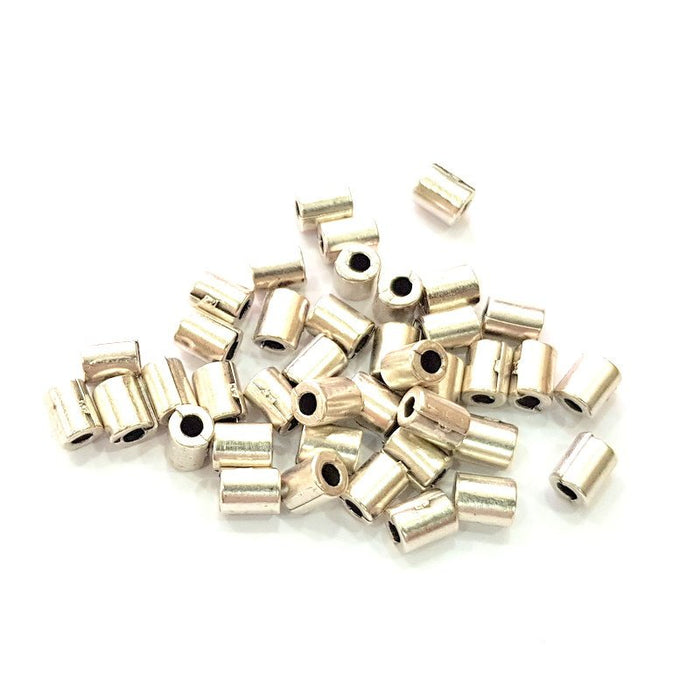 20 Silver Tube Beads Antique Silver Plated Beads 6x5mm  G13551