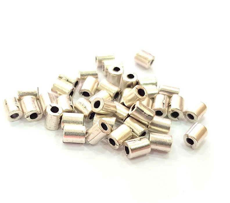 20 Silver Tube Beads Antique Silver Plated Beads 6x5mm  G13551