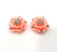 2 Pink Flower Cameo Cabochon 20mm  G12246