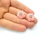 2 Pink Flower Cameo Cabochon 20mm  G12246