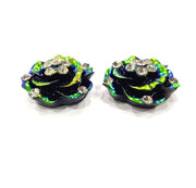 2 Rainbow Black Flower Cameo Cabochon 20mm  G12252