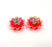 2 Rainbow Red Flower Cameo Cabochon 15mm  G12257