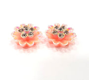 2 Powder Pink Flower Cameo Cabochon 15mm  G12258