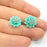 2 Turquoise Flower Cameo Cabochon 15mm  G12259
