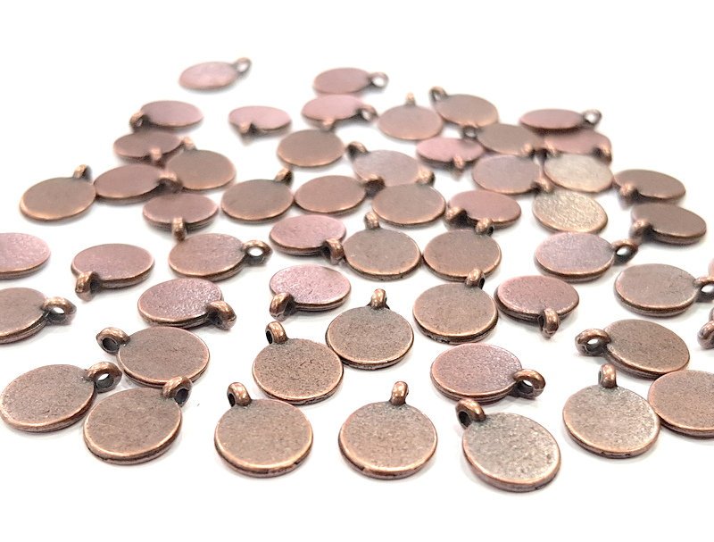 20 Antique Copper Charm Antique Copper Plated Metal (8mm) G12271